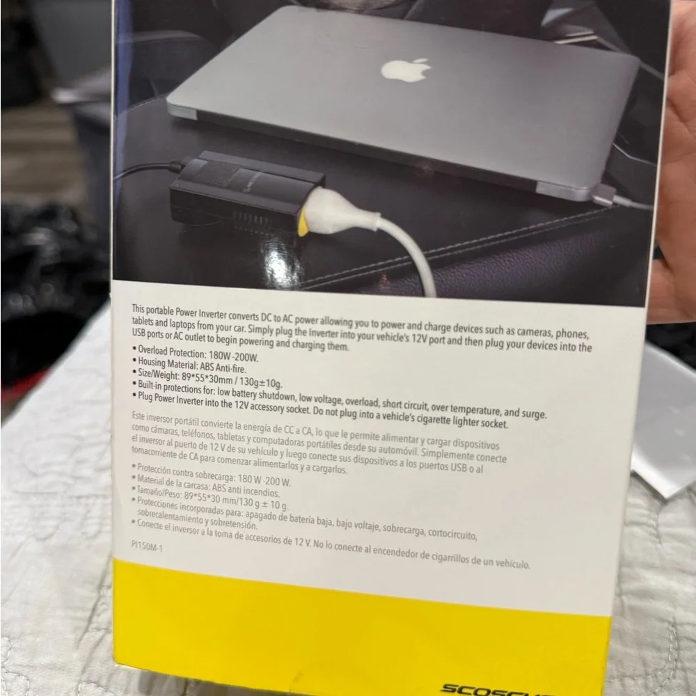 New Scosche 150W Portable Power Inverter with USB Ports and ac outlet box 7